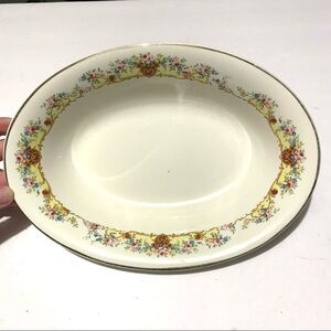 Vintage Homer Laughlin Pattern Eggshell Colored Flowered Serving Tray Bowl